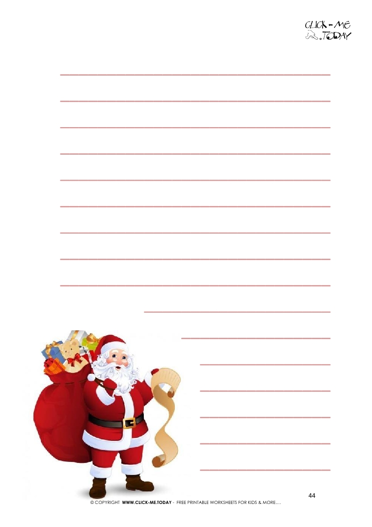 Printable Letter to Santa template from toddler with lines 44